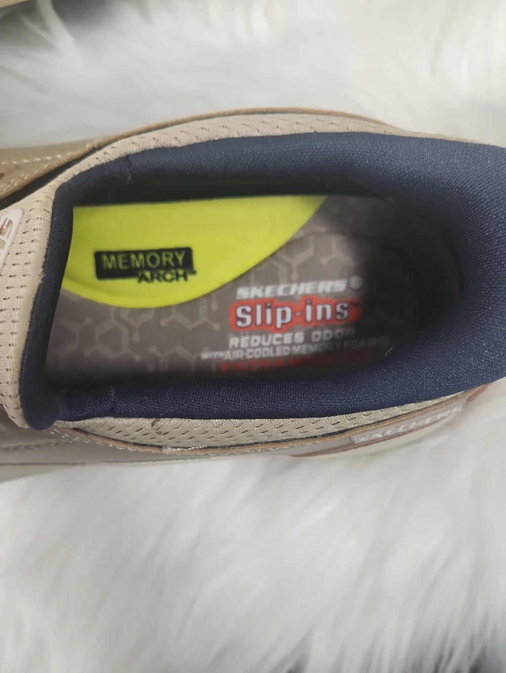 Skechers Men's Beige and Navy Slip-On ace-Up Sneakers